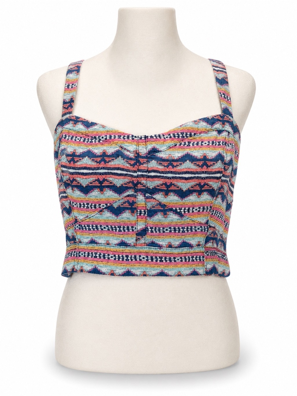 Tropical Bustier Cropped Tank Top